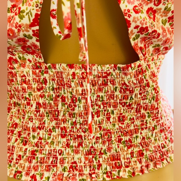 Anthropologie Lush Floral Square Neck Long Sleeve Blouse Cutout Shirred … - Picture 11 of 13